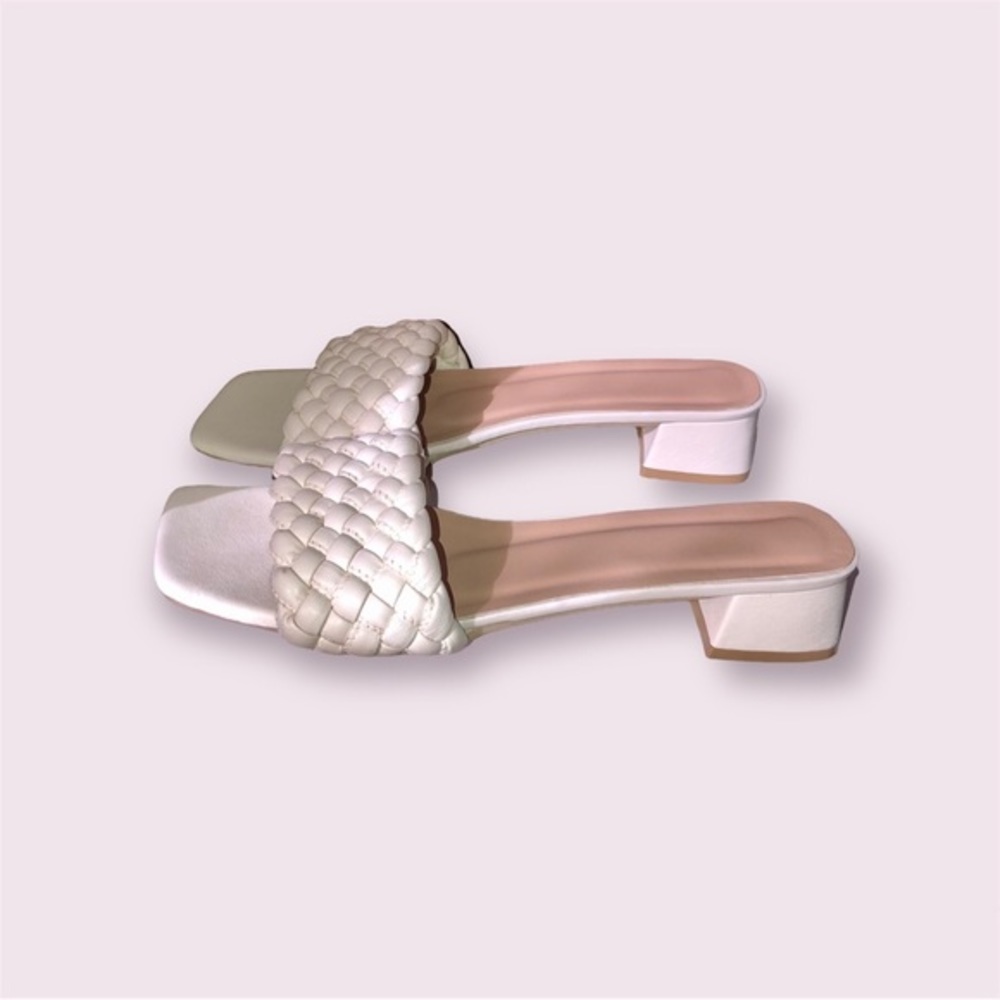 SHEIN White Braided Design Chunky Low Heel Mules​